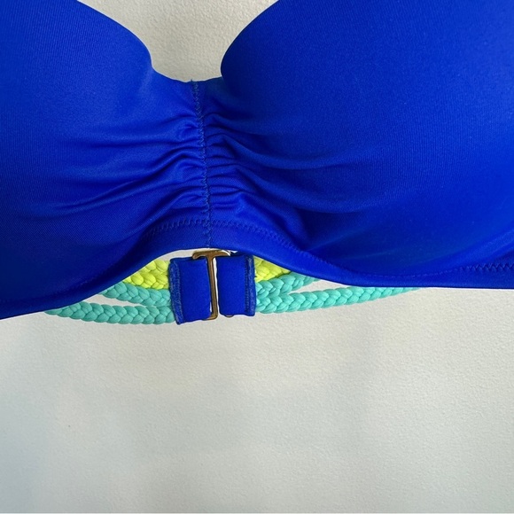 Victoria's Secret Strapless Bandeau Bikini Top Blue Underwire Padded 32C - Picture 2 of 8